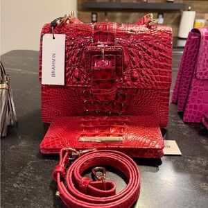 Brahmin Small Hallie merlot ombré with matching Ady wallet Authentic/NWT